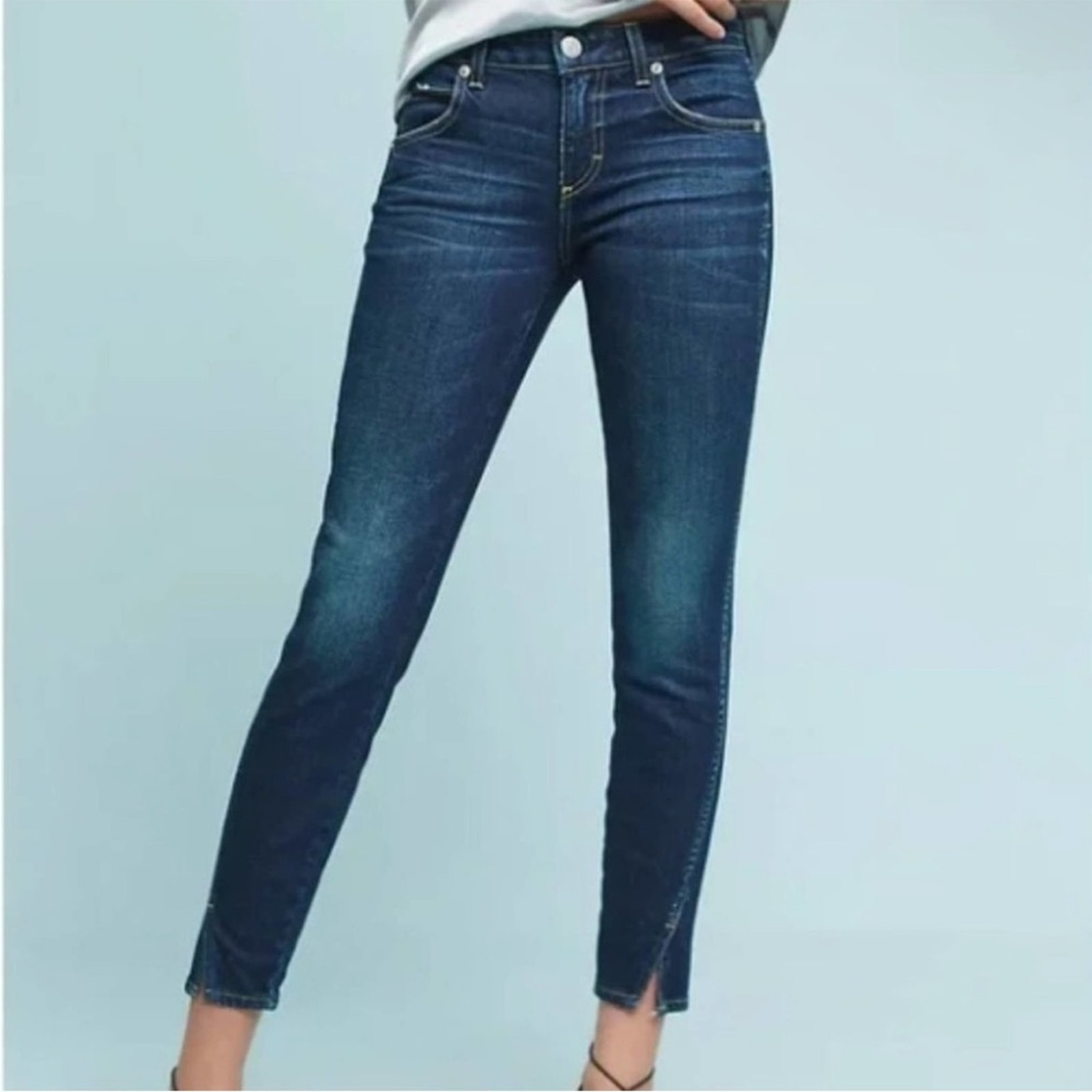 Amo X Revolve The Twist Midrise Skinny Ankle Jean In Eclipse Wash 28